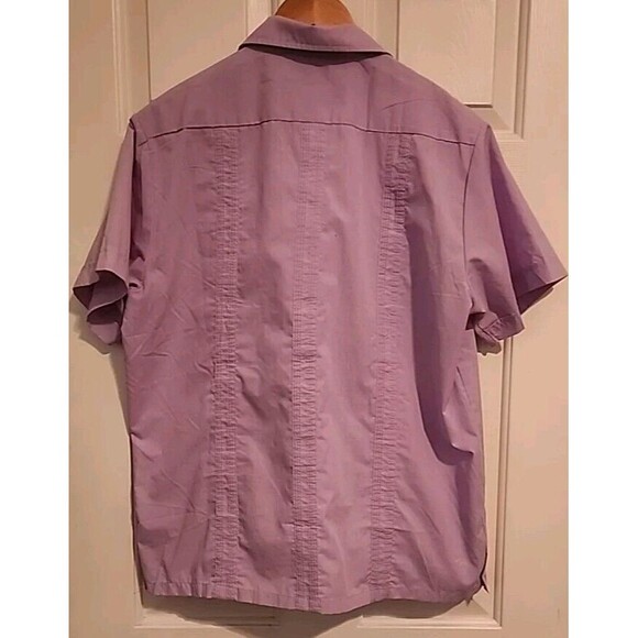 Haband Mens Button Up Shirt Lavender Purple Embroidered  Large - Picture 8 of 9